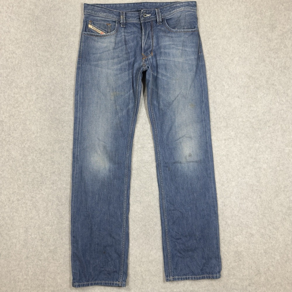 Diesel SAMPLE Larkee Jeans Mens 32x32 Blue Straight Leg Button‎ Fly Italy 0810J